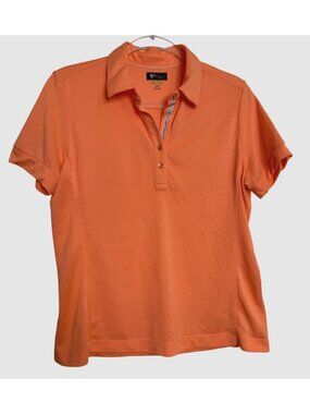 Greg Norman Play Dry Size Large Women’s Golf Polo Orange Short Sleeve